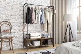 Guarda roupa solteiro closet milao industrial marrom preto Guarda roupa solteiro closet milao industrial marrom preto