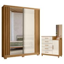 Guarda Roupa Solteiro Colorado e Cômoda Lisboa Freijó Off White com Espelho - Moval Guarda Roupa Solteiro Colorado e Cômoda Lisboa Freijó Off White com Espelho - Moval
