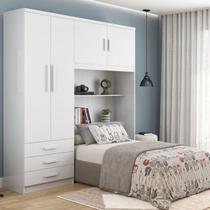 Guarda-Roupa Solteiro com Cabeceira e Baú 4 Portas 3 Gavetas Cancun Yescasa Branco Guarda-Roupa Solteiro com Cabeceira e Baú 4 Portas 3 Gavetas Cancun Yescasa Branco
