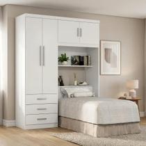 Guarda-Roupa Solteiro com Cabeceira e Baú 4 Portas 3 Gavetas Cancun Yescasa Branco Guarda-Roupa Solteiro com Cabeceira e Baú 4 Portas 3 Gavetas Cancun Yescasa Branco
