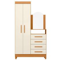 Guarda-roupa Solteiro Com Cômoda Capri 2 Portas Cinamomo/off White