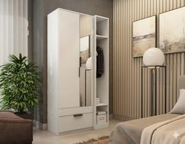 Guarda Roupa Solteiro com Espelho 2 Portas 1 Gaveta Capri