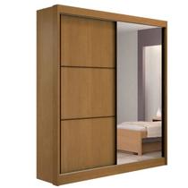 Guarda Roupa Solteiro com Espelho 2 Portas 3 Gavetas - Athenas -Cinamomo - Móveis D'Doro