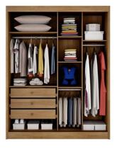 Guarda Roupa Solteiro Com Espelho 2 Portas 3 Gavetas Virtus - Cumaru Fendi - Móveis Novo Horizonte