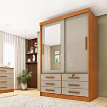 Guarda Roupa Solteiro com Espelho 2 Portas 6 Gavetas 133cm Chicago