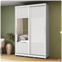 Guarda-roupa Solteiro Com Espelho 2 Portas Correr 3 Gavetas 150cm Multimóveis Cr35399 Branco