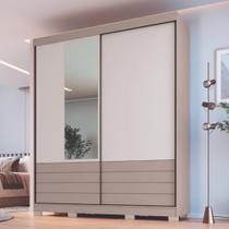 Guarda Roupa Solteiro com Espelho 2 Portas de Correr 3 Gavetas Magno Móveis Castro