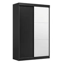 Guarda-Roupa Solteiro com Espelho 2 Portas de Correr e 2 Gavetas Peônia Yescasa Preto Prime TX