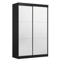Guarda-Roupa Solteiro com Espelho 2 Portas de Correr e 2 Gavetas Peônia Yescasa Preto Prime TX
