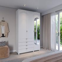 Guarda-roupa Solteiro com Espelho 3 Portas 4 Gavetas 100% Mdf Look 136,9 Cm Guarda-roupa Solteiro com Espelho 3 Portas 4 Gavetas 100% Mdf Look 136,9 Cm
