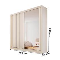 Guarda Roupa Solteiro com Espelho 4 Gavetas - Lugano-Off White - Made Marcs Guarda Roupa Solteiro com Espelho 4 Gavetas - Lugano-Off White - Made Marcs