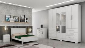 Guarda Roupa Solteiro com Espelho com Pés 6 Portas 6 Gavetas - Encant-Branco - Móveis Novo Horizonte Guarda Roupa Solteiro com Espelho com Pés 6 Portas 6 Gavetas - Encant-Branco - Móveis Novo Horizonte