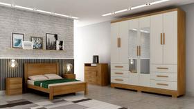 Guarda Roupa Solteiro com Espelho com Pés 6 Portas 6 Gavetas - Encant-Cumaru/Fendi - Móveis Novo Horizonte Guarda Roupa Solteiro com Espelho com Pés 6 Portas 6 Gavetas - Encant-Cumaru/Fendi - Móveis Novo Horizonte