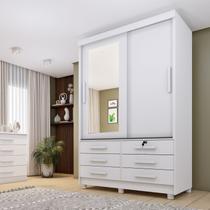 Guarda Roupa Solteiro com Espelho e pés 2 Portas 6 Gavetas 133cm Chicago Guarda Roupa Solteiro com Espelho e pés 2 Portas 6 Gavetas 133cm Chicago