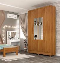 Guarda Roupa Solteiro com Espelho e pés 4 Portas 2 Gavetas 133cm Amsterdam Tcil Móveis