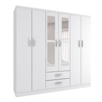 Guarda-Roupa Solteiro com Espelho Havana II 6 PT Branco