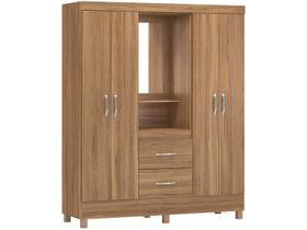 Guarda-Roupa Solteiro com Espelho Lord 4 PT 2 GV Amêndola Guarda-Roupa Solteiro com Espelho Lord 4 PT 2 GV Amêndola