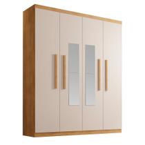 Guarda-Roupa Solteiro com Espelho Malibu 4 PT 2 GV Imbuia e Off White