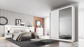 Guarda Roupa Solteiro com Espelho MDF 3 Gavetas - Toledo-Branco - Móveis Novo Horizonte