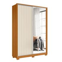 Guarda Roupa Solteiro com Espelho Rizatto Flex A02 Off/Cinamomo - Mpozenato