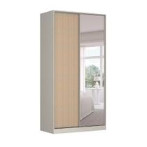 Guarda-Roupa Solteiro com Espelho Tunas IV 2 PT 3 GV Branco e Noce Guarda-Roupa Solteiro com Espelho Tunas IV 2 PT 3 GV Branco e Noce
