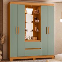 Guarda Roupa Solteiro com LED, Espelhos e Pés 4 Portas 2 Gavetas Olimpia Albatroz