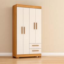 Guarda Roupa Solteiro com Pés 4 Portas 2 Gavetas NT 6010 Notável Móveis