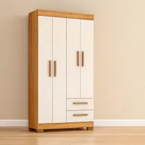 Guarda Roupa Solteiro com Pés 4 Portas 2 Gavetas NT 6010 Notável Móveis