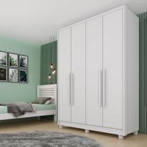 Guarda Roupa Solteiro com Pés 4 Portas Zelandia 165cm Yescasa Branco/Neve
