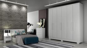 Guarda Roupa Solteiro com Pés 6 Portas 4 Gavetas - Veneza-Branco - Móveis Novo Horizonte Guarda Roupa Solteiro com Pés 6 Portas 4 Gavetas - Veneza-Branco - Móveis Novo Horizonte