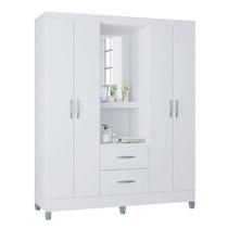 Guarda Roupa Solteiro Cordoba 4 Portas Branco Brilho - Poquema