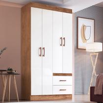 Guarda-Roupa Solteiro Cordova 4 Portas 2 Gavetas Off White Nogueira - Doripel