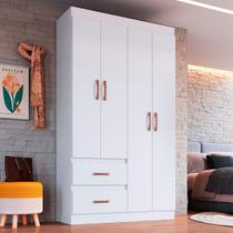 Guarda-Roupa Solteiro Dallas 4 Portas 2 Gavetas Branco Flex - Doripel - Doripel Móveis