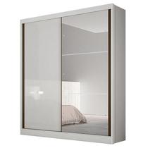 Guarda Roupa Solteiro Dante 2 Portas Neve com Espelho Novo Horizonte
