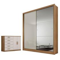 Guarda Roupa Solteiro Dante com Espelho e Cômoda Seul Cumaru 25 Fendi - Novo Horizonte Guarda Roupa Solteiro Dante com Espelho e Cômoda Seul Cumaru 25 Fendi - Novo Horizonte