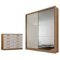 Guarda Roupa Solteiro Dante com Espelho e Gaveteiro Milão com Chave Cumaru 25 Fendi - Novo Horizonte Guarda Roupa Solteiro Dante com Espelho e Gaveteiro Milão com Chave Cumaru 25 Fendi - Novo Horizonte