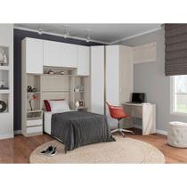 Guarda Roupa Solteiro De Canto C/ Escrivaninha 7 Gavetas Leg