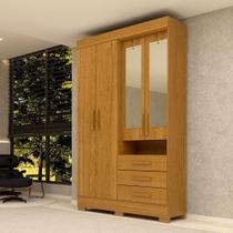 Guarda-Roupa Solteiro Débora Capelinha 4 Portas 3 Gavetas com Espelho 100% Mdf Cinamomo - Acp Móveis