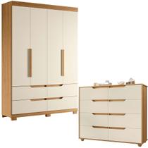 Guarda Roupa Solteiro Doble com 4 Portas mais Cômoda 8 Gavetas com corrediças telescópicas Guarda Roupa Solteiro Doble com 4 Portas mais Cômoda 8 Gavetas com corrediças telescópicas