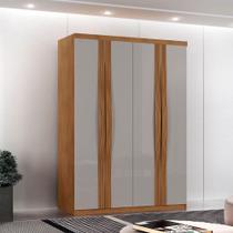 Guarda Roupa Solteiro Dunas Mdf 4 Portas E 2 Gavetas Moderna Naturalle/off White