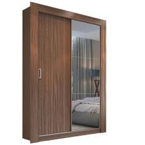 Guarda-Roupa Solteiro Édez Aura, 1,2 m 2 Portas de Correr, Espelho, Nogueira