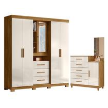 Guarda Roupa Solteiro Eldorado e Cômoda Lisboa Freijó Off White - Moval