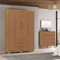 Guarda Roupa Solteiro EP 4 Portas e 3 Gavetas Ideal Para Quartos Pequenos