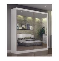 Guarda Roupa Solteiro Espelhado 2 Portas 3 Gavetas - São Paulo-Branco - Leifer Móveis