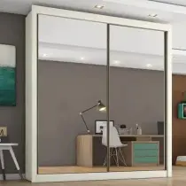 Guarda Roupa Solteiro Espelhado 2 Portas 4 Gavetas Zurique Off white Móveis Europa Todo mundo sonha em ter um quarto grande, amplo e com aquele t