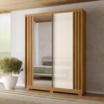 Guarda Roupa Solteiro Espelho 2 Portas 3 Gavetas Ripado Colorado Moval