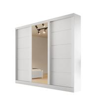 Guarda-roupa solteiro espelho 4 gavetas 2,21m - Capri-Branco - Bianchi Móveis