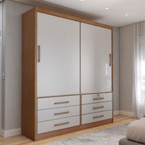 Guarda-Roupa Solteiro Essence 2 Portas 6 Gavetas com Chave Cinamomo/Off White - Panorama Móveis Guarda-Roupa Solteiro Essence 2 Portas 6 Gavetas com Chave Cinamomo/Off White - Panorama Móveis