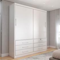 Guarda-Roupa Solteiro Essence 2 Portas 6 Gavetas com Chave Neve - Panorama Móveis Guarda-Roupa Solteiro Essence 2 Portas 6 Gavetas com Chave Neve - Panorama Móveis