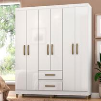Guarda-Roupa Solteiro Essenza 6 Portas 2 Gavetas Branco - Pnr Móveis Guarda-Roupa Solteiro Essenza 6 Portas 2 Gavetas Branco - Pnr Móveis